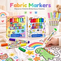 Marqueurs textiles prêts à l'emploi, 8 couleurs, encre à base d'eau non toxique, stylos permanents pour tissu, pour enfants, coloriage DIY, couverture, jouet en peluche