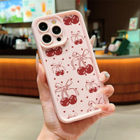 Coque de téléphone portable antichoc en TPU avec motif cerise et nœud papillon, style objectif d'appareil photo, pour iPhone 11 12 13 14 15 16 17 18 Pro Max