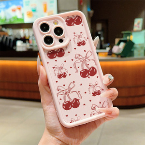 เคสโทรศัพท์มือถือ TPU กันกระแทกสไตล์ติดโบว์รูปเชอร์รี่น่ารักพิมพ์ลายบันไดสำหรับ <span class=keywords><strong>Iphone8</strong></span> x XR XS 11 12 13 14 15 16 17 Air - Product Image 4