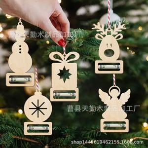 Wooden Christmas <b>ornaments</b>, <b>small</b> pendants, creative party decorations, Christmas cards, money decorations, Christmas gifts, - Product Image 1