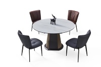 Juego de Comedor Moderno de Lujo para 4 Personas, Mesa con Cubierta de Mármol, Patas de Metal Dorado, Diseño Redondeado, Muebles para el Hogar, Multiusos, para Apartamento