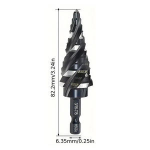 高品質コバルト窒化M35高速度鋼HSSステップドリルビットキット クイックリリース4枚刃スパイラル溝 ブラック仕上げ - Product Image 5