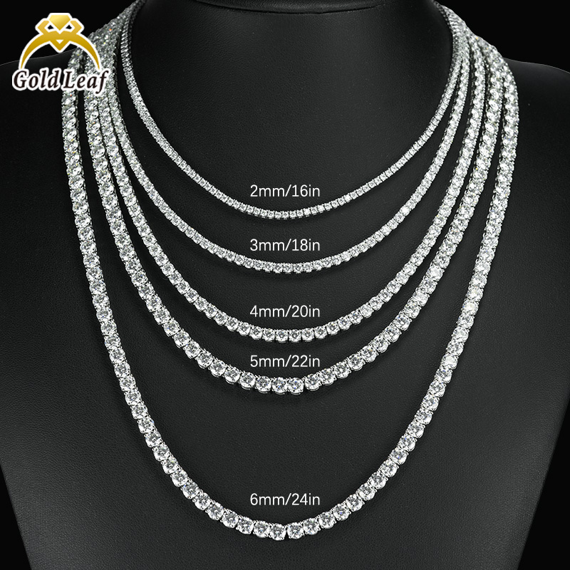 Бижутерия Goldleaf, лидер продаж, 3 мм-5 мм D Цвет VVS Moissanite, теннисная цепочка, ожерелье, браслет, цепочка из стерлингового серебра 925 муассанита