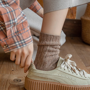 <span class=keywords><strong>Laine</strong></span> Crew Fancy Fashion Warm Plain Winter Dress Slouch <span class=keywords><strong>Chaussettes</strong></span> pour femme - Product Image 3