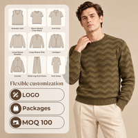 Pull en coton 100% pour homme, col rond, motif rayé, style preppy old money, personnalisé pour l'hiver