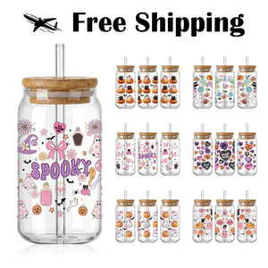 Cute Spooky Season Candy Hearts UV DTF Decal 16oz Glass Can Wrap Pastel Halloween Waterproof <b>Transfer</b> <b>Sticker</b> - Product Image 1