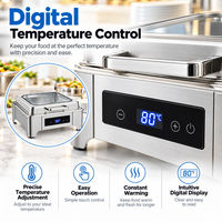 Chauffe-Plat Électrique Carré 6L avec Couvercle Plat en Verre Trempé et Contrôle Numérique de la Température en Acier Inoxydable pour la Restauration