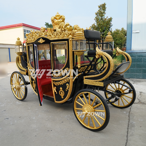 Elegante carruaje de caballos eléctrico real negro turismo carruaje de caballos con decoración para boda - Product Image 3