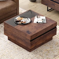 Table basse en bois moderne et durable, centre de divertissement carré avec 4 tiroirs de rangement pour le salon