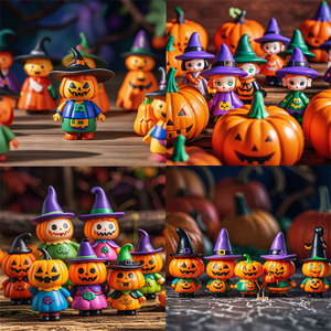 Jouets en plastique pour enfants, poupées sorcières citrouilles d'Halloween, décoration intérieure, non toxiques, prix d'usine - Product Image 5