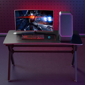<strong>White</strong> <strong>PC</strong> Gaming <strong>Desk</strong> 44 Inch K Shaped Carbon Fiber Surface Desktop Computer Table with Cup Holder Headphone Hook - Product Image 4