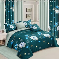 Collection de literie de luxe en gros, design 6 pièces, ensemble de draps, housse de couette et rideaux assortis