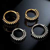 Boucles d'oreilles créoles à pointes punk, anneau de nez, bijoux de piercing d'oreille de style punk, clicker articulé pour cartilage, hélix, daith, lobe d'oreille