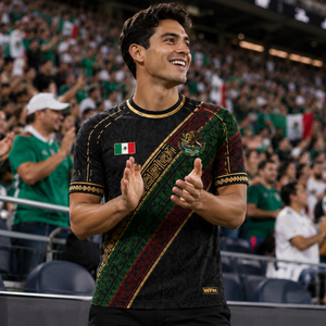 Camiseta de Doble Cara con Impresión Digital del Escudo del Águila de México, Adorno Tradicional Azteca, Recuerdo para Fanáticos del Fútbol Nacional, Ropa para Partidos - Product Image 3