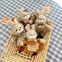 Nouvelle poupée en peluche lapin mignonne style ferme, rembourrage en coton PP, style rural, pendentif lapin de dessin animé, jouet en peluche