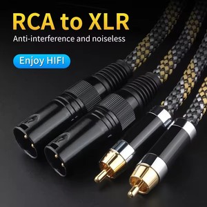 สายสัญญาณเสียง HIFI <span class=keywords><strong>RCA</strong></span> ตัวผู้ ต่อ XLR ตัวผู้ แบบ OFC สีดำและสีเหลือง พร้อมปลั๊กชุบทอง สำหรับไมโครโฟน แอมป์ มิกเซอร์ ลำโพง DVD - Product Image 3