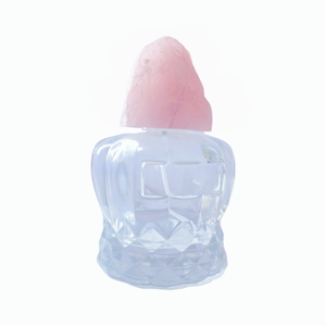 Flacon de parfum en verre mignon et dodu avec couvercle en quartz rose - Product Image 1