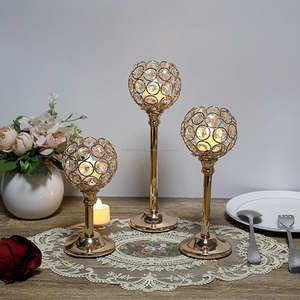 Most Selling Set of 3 Crystal Tealight Candlestick <b>Holders</b> Metal Crystal Bowl Candelabras <b>Tall</b> Crystal Votive <b>Candle</b> <b>Holders</b> - Product Image 6
