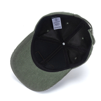 Gorra de béisbol unisex de pana verde ajustable, estilo vintage, personalizada al por mayor, suave, para deportes y senderismo al aire libre