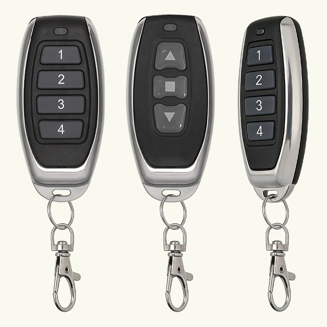 Plastic 433MHz Remote Control with Metal Frame 4 Buttons Portable Design 100M Range for Car Alarm System and Garage Door
