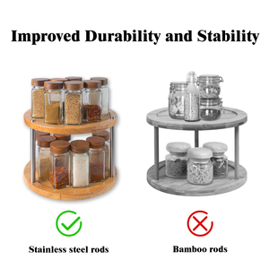 XH 2-Ярусный вращающийся кухонный деревянный поворотный стол для шкафа, 2-Ярусный ленивый susan с упорными стержнями - Product Image 4