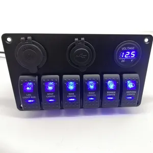 6 gang panel switches with car cigar charge viltmeterocker switching supplier