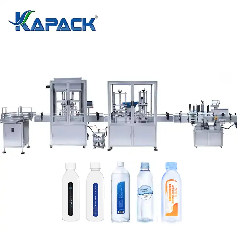 KAPACK 100ML-5000ML Automatic Piston Filling Liquid Water Paste Shampoo Filling Line Bottle Filling Capping Labeling Machine