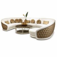 Modernes Geschwungenes Halbmond-U-förmiges Sofa-Set Wohnzimmer Runde Möbel Gestepptes Rundes C-förmiges Stoffsofa