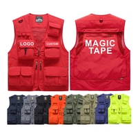 Vente en gros Offres Spéciales unisexe avec logo personnalisé gilet de veste de journaliste photographie de pêche en coton polyester multi-poches pour l'extérieur