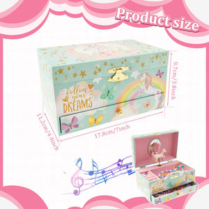 Musical Jewelry Storage <b>wood</b> <b>Box</b> Decorative Jewelry Organizer <b>Box</b> with Drawer Bracelet Ring Holder Case for Girls Birthday <b>Gift</b> - Product Image 6