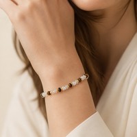 Meilleures ventes 2026 – Bracelets en acier inoxydable plaqué or 18 carats avec perles naturelles de jade blanc et œil de tigre, personnalisables en gros