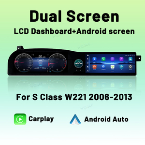 Android 13, double écran LCD, autoradio multimédia, GPS, navigation pour Mercedes Classe S W221 06-13, CarPlay, cluster numérique automobile - Product Image 1