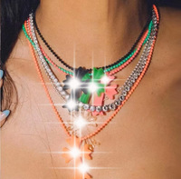 Collier tendance avec pendentif croix coloré, vintage, pour hommes et femmes, en résine plastique, bijoux de mode en gros