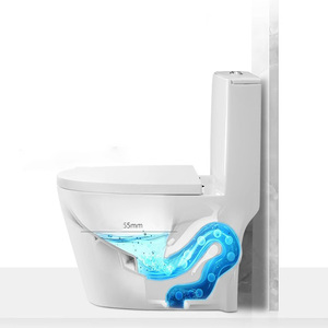 Bồn cầu vệ sinh một khối bằng sứ, bộ xả nước kiểu S và kiểu P, thiết bị vệ sinh nhà tắm bán buôn - Product Image 3