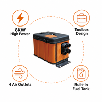 8KW Alet Kutusu Tipi Dizel Hava Isıtıcı 24V 220V Üçü Bir Arada Güç Kaynağı Dahili Depo LCD Kontrolü Kamyon Karavan için
