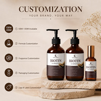 Shampooing, après-shampoing et sérum pour le cuir chevelu à la biotine et à la kératine, marque privée OEM ODM, ensemble de soins capillaires en 3 étapes pour les cheveux secs, faibles, fins et abîmés