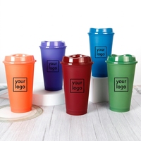Gobelet à café réutilisable en plastique sans BPA avec paille, idéal pour les fêtes, les promotions, les cadeaux, le bureau, le café, les jus et l'extérieur