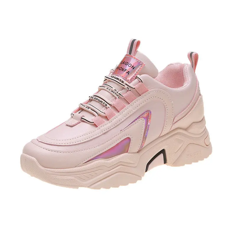 Chaussures de sport roses pour femmes, baskets brillantes, chaussures de marche, de sport, à la mode, nouveau style,