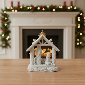 Nouvel ensemble de crèche de Noël, décoration de crèche d'intérieur, figurines de crèche sculptées et peintes à la main, scène avec bergerie - Product Image 3