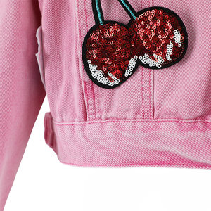 Tùy chỉnh phong cách mới sequin các bản vá lỗi màu hồng jeans áo khoác cô gái denim áo khoác cho 2-14t - Product Image 3