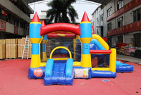Western Cowboy Slide Bounce House Combo Jumper Air Bouncy Combo Castle Obstacle Slide Bouncer Gonflable Moonwalk Slide Bouncers