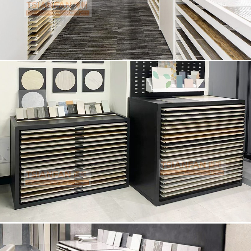 New style push pull boards display frame natural granite artificial stone composite floor large ceramic tile drawer cabinet