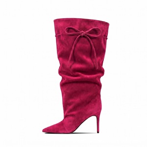 Nouvelles <span class=keywords><strong>Bottes</strong></span> Mi-<span class=keywords><strong>Mollet</strong></span> en Daim 2026, Style Ample, avec Nœud et Bout Pointu, Talon Aiguille pour Femme, Idéales pour Rendez-vous, Fêtes et Dîners, Chaussures Tendance - Product Image 2