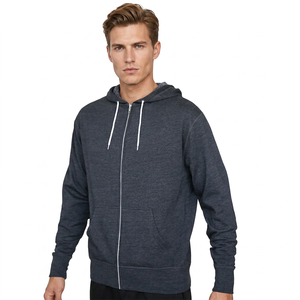 Sudadera con capucha y cremallera para hombre, color gris oscuro, corte regular, algodón French Terry, estilo casual para otoño, fabricante de ropa personalizada para hombre - Product Image 1