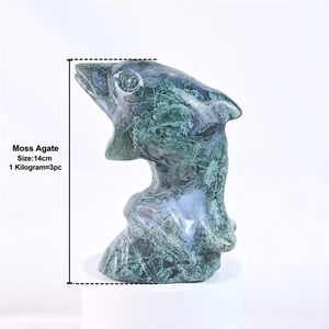 Wholesale High Quality Spiritual Product Healing Crystal Craft Gemstone Moss Agate <strong>Dolphin</strong> for Home Decoration - Product Image 3