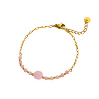 Bracelet artisanal en perles et cristaux, style Ins, étanche, en acier inoxydable, bijou de main tendance