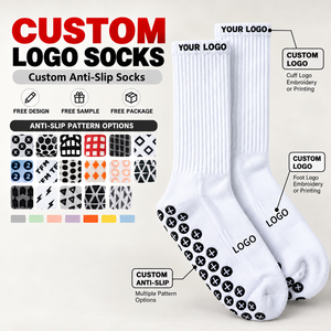 OEM Custom Logo Football Grip Socks Non Slip Soccer Socks for Men Unisex Crew Sports Training Breathable Mesh Wholesale - Product Image 1