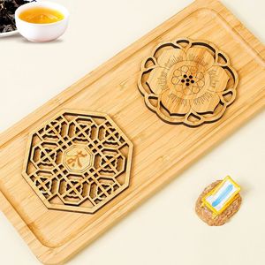 Posavasos de bambú con forma de flor, resistentes al calor, para tazas y teteras - Product Image 4