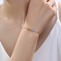 Pulsera de Plata de Ley 925 Chapada en Oro de 18K Personalizable de Silver City Factory, Apilable, con Gemas de Circonita Cúbica de Colores, un Regalo Moderno
