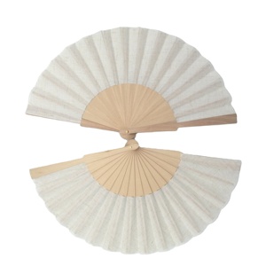 Éventail en lin personnalisé de 23 cm avec peinture d'art populaire, doublure en bambou, fait main, portable, pour décorations et cadeaux de mariage et de fêtes - Product Image 2